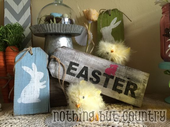 Easter decorations made from old fence boards