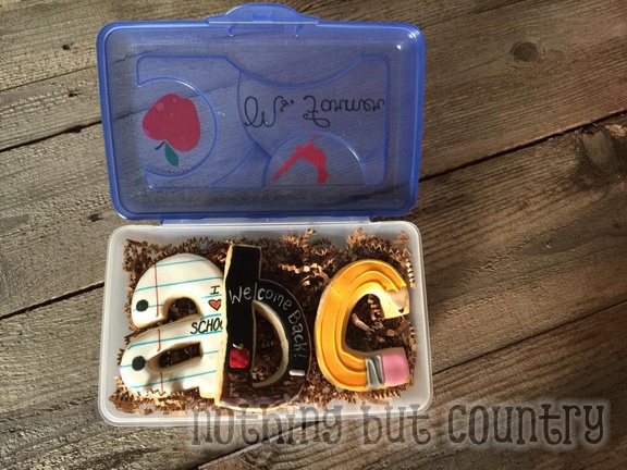 Back To School Teacher Gifts - Cookies in a pencil box